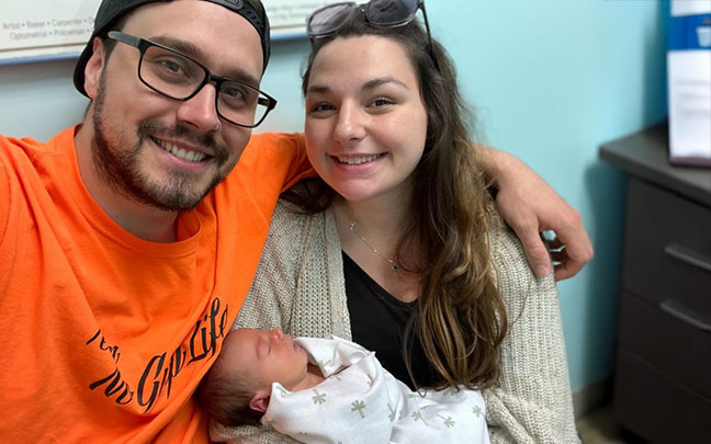 Austin and Ashley Derungs-West with baby Lorelai