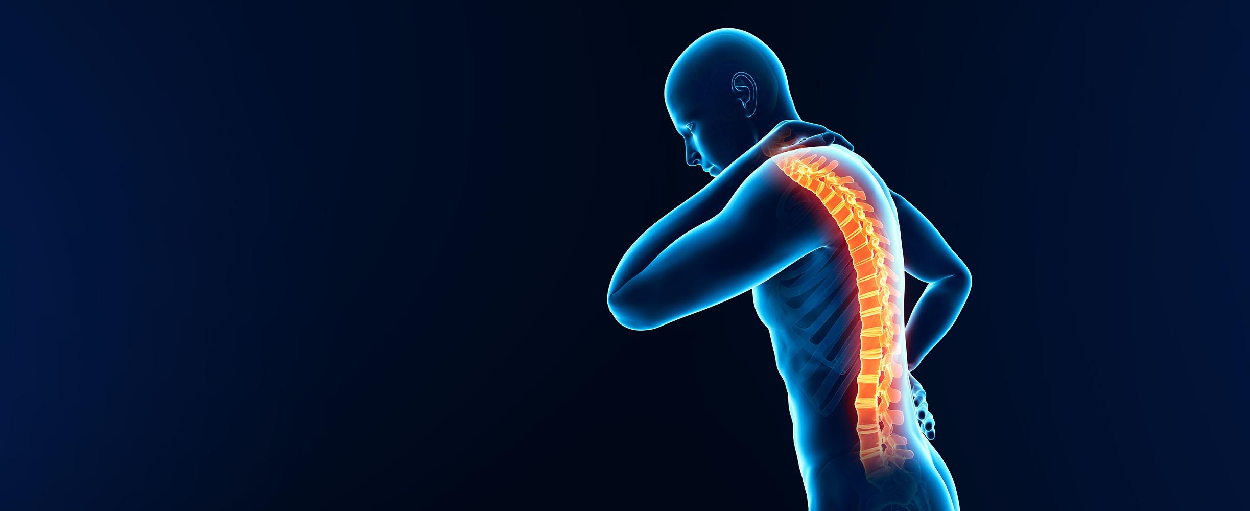 Illustration of a man's silhouette with focus on his spine