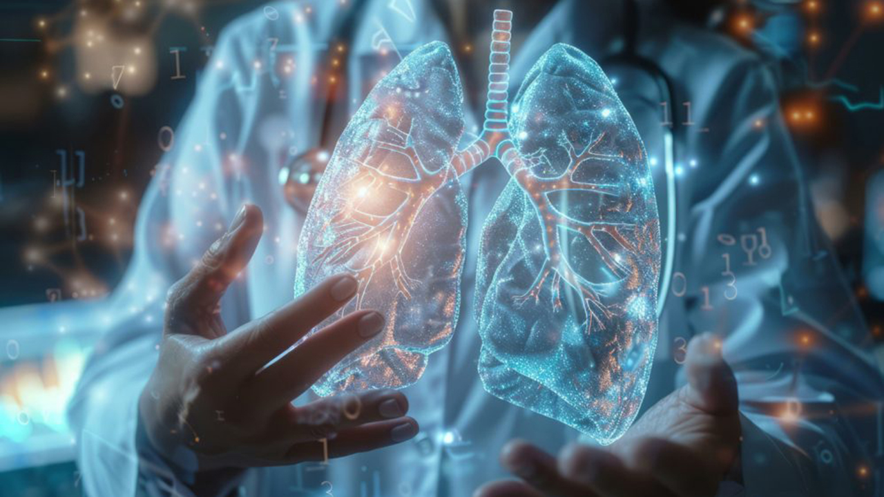 Lungs being held by a physician's hands