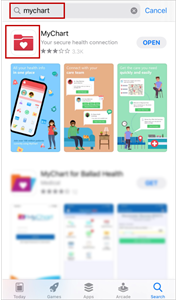 MyChart Mobile App screenshot