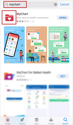 MyChart Mobile App screenshot